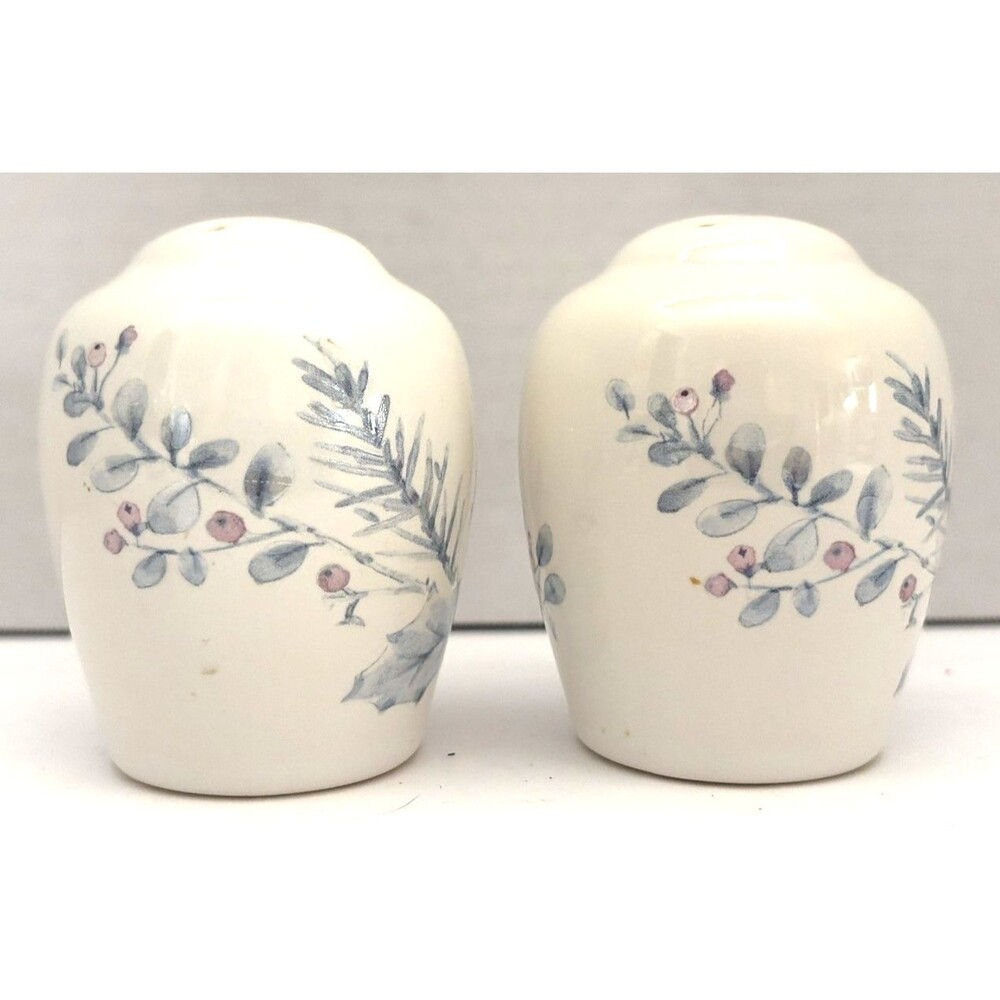 Vintage Pfaltzgraff Winter Frost Salt & Pepper Shakers Pine Bough Berry Retired